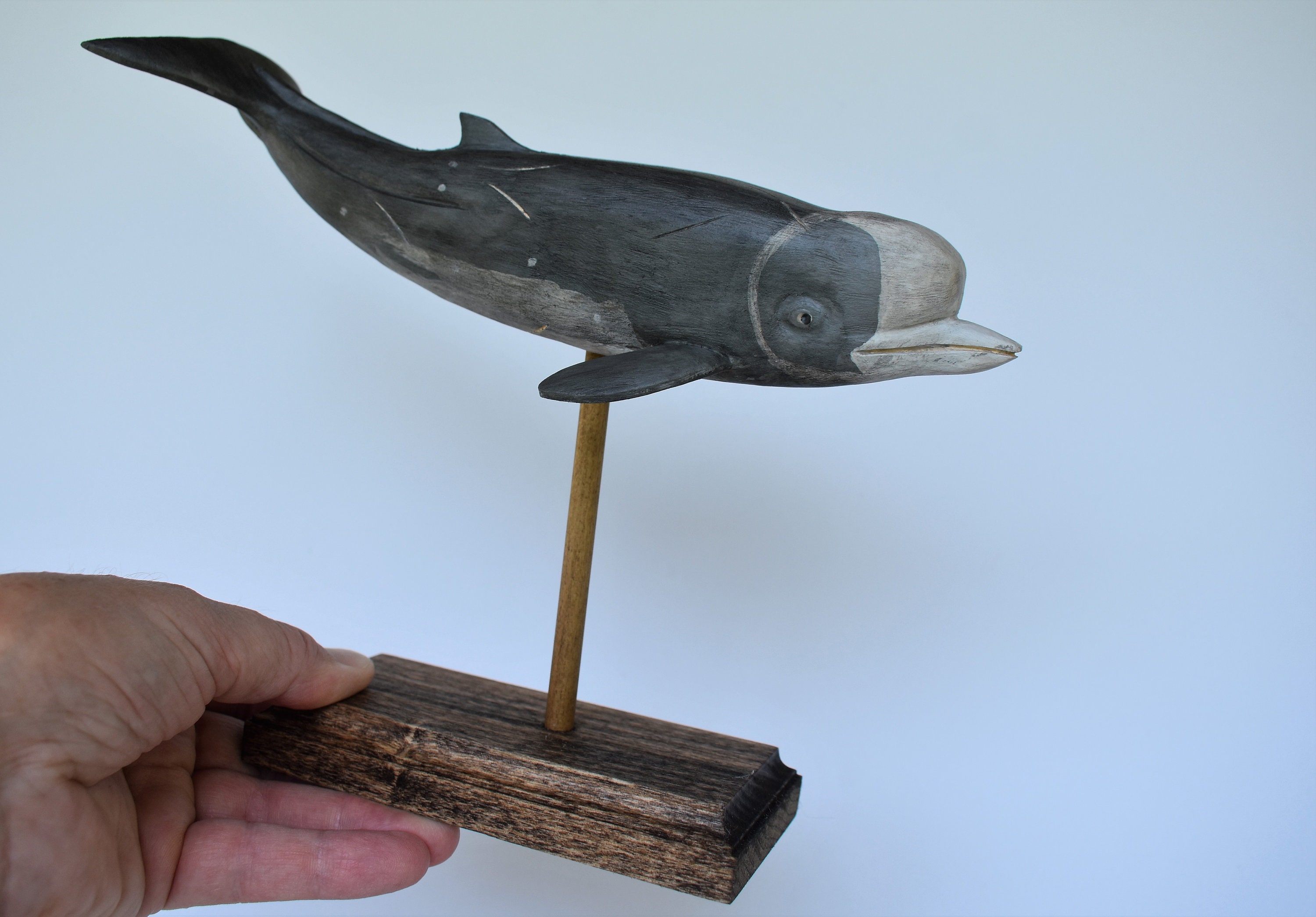 nutel（ヌウテル）オブジェ Northern Bottlenose Whale in Rescued Hardwood #3 - Etsy
