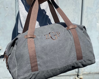 Monogrammed Canvas Duffel Bag | Personalized Travel Gym Bag