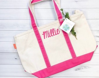 Personalized Canvas Boat Tote – Monogrammed Bridesmaid Gift