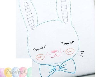 Vintage Stitch Boy Bunny -Easter Bunny Shirt Embroidery-Embroidered, Personalized, Monogram, Girls, Baby