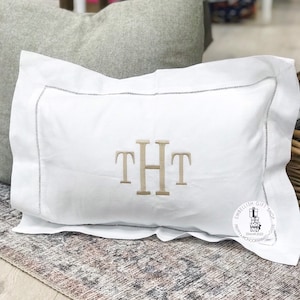 Monogrammed Pillow |Personalized Housewarming Gift | Monogram Throw Pillow  Decorative Throw Hemstitched Pillow The best personalized gift