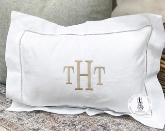 Monogrammed Pillow |Personalized Housewarming Gift | Monogram Throw Pillow  Decorative Throw Hemstitched Pillow The best personalized gift