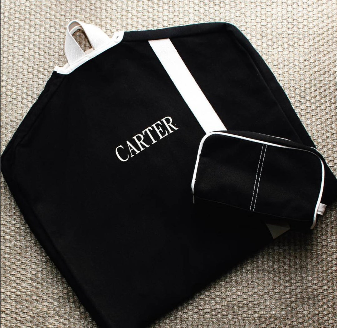 Personalized Canvas Garment Bag & Dopp Kit Set Monogram Garment Bag Monogrammed Garment Bag