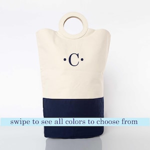 Canvas Personalized Hamper Bag Monogrammed Canvas Laundry Bag Graduation Gifts Bridal Party Gifts Bridesmaid Gifts Storage Bag