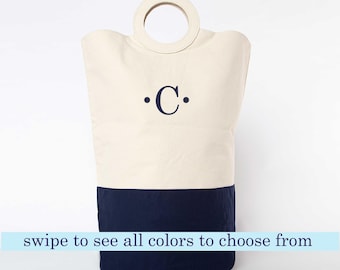 Canvas Personalized Hamper Bag Monogrammed Canvas Laundry Bag Graduation Gifts Bridal Party Gifts Bridesmaid Gifts Storage Bag