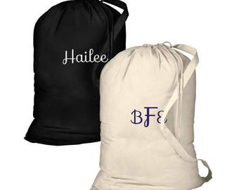 Monogrammed Lightweight Cotton Laundry Bag Personalized Laundry Bag Graduation Gift College Laundry Bag Camping Bag Dirty clothes bag