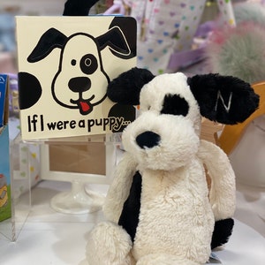 Personalized Baby Gift| Personalized Puppy Black & White  ,Personalized Stuffed Animal,Personalized Jellycat ,Monogrammed Baby Shower Gift