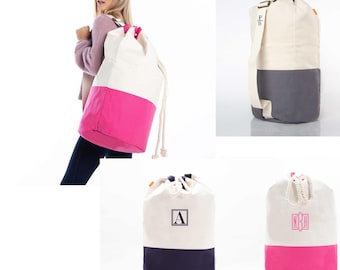 Monogrammed Canvas Laundry Bag Personalized Laundry Bag Graduation Gift College Drawstring Closure Laundry Bag Camping Bag Dirty clothes bag