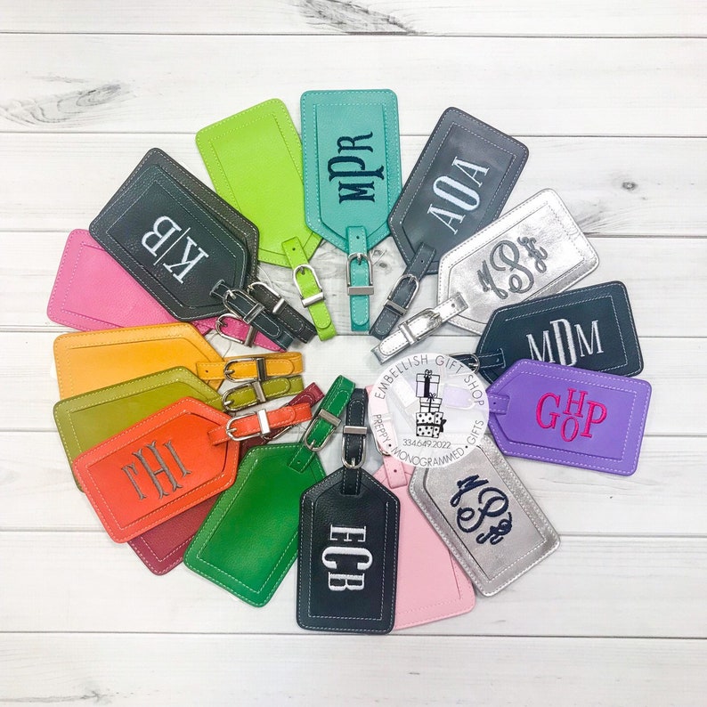 Monogrammed Luggage Tags Personalized Leather Luggage Tag Etsy