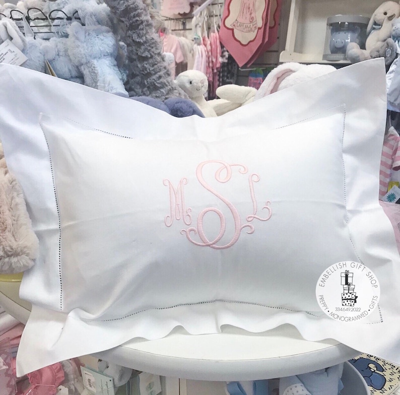 Monogrammed Pillow Sham Personalized Baby Gift Boudoir Pillow Monogram Baby Pillow Decorative Hemstitched Pillow best personalized Baby