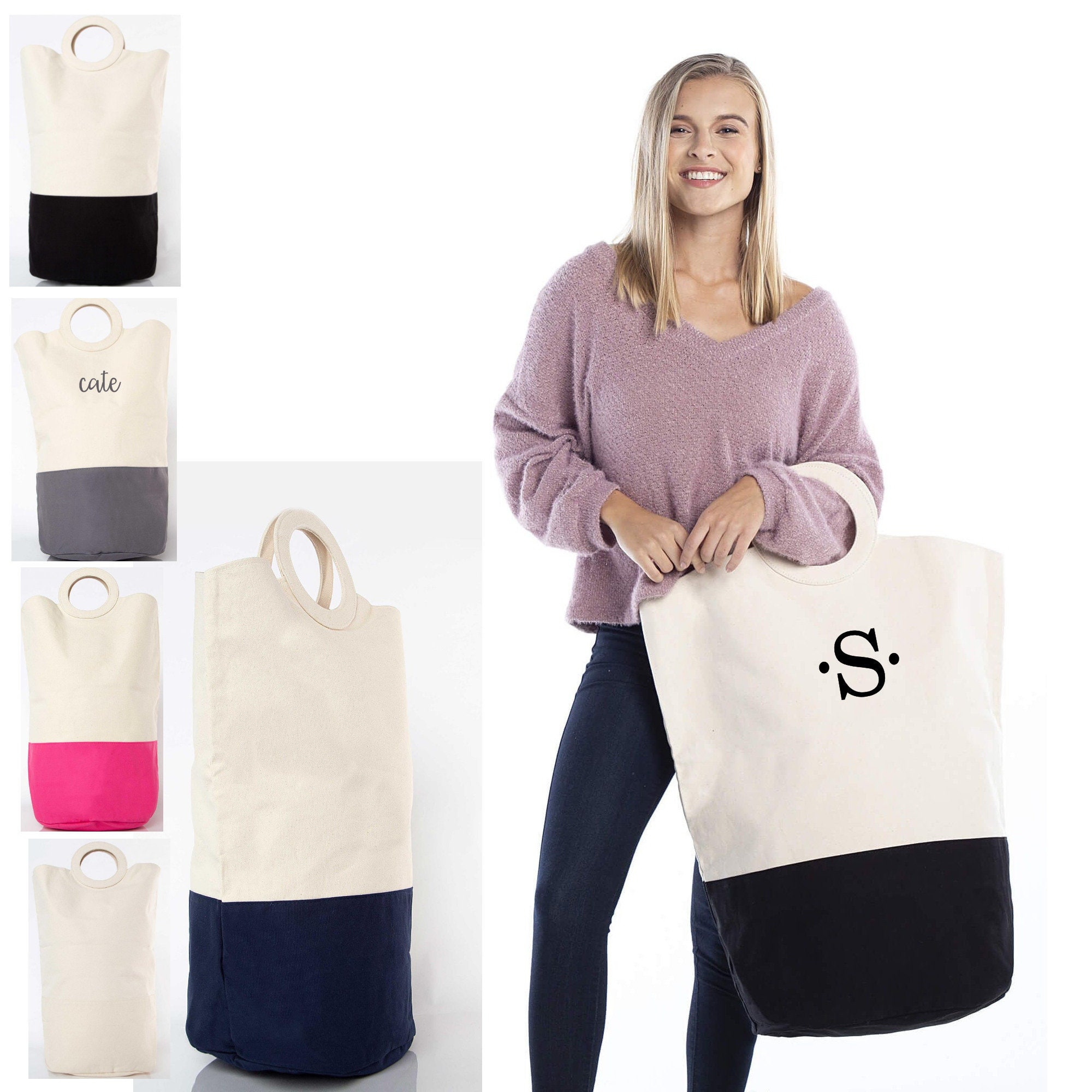 Canvas Personalized Hamper Bag Monogrammed Canvas Laundry Bag Graduat…