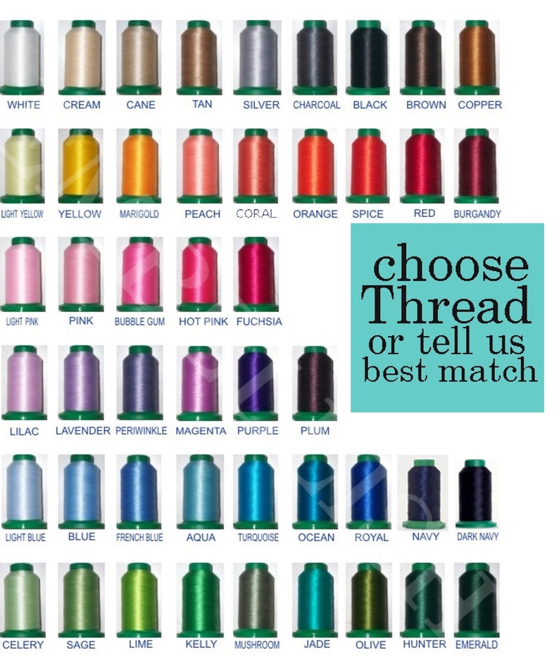 以下が含まれることがあります： 48色の刺繍糸の糸巻きが、それぞれ異なる色で並んでいます。糸巻きは、行と列に配置され、各糸巻きの下に色の名前が印刷されています。色は、白、クリーム、ケーン、タン、シルバー、チャコール、ブラック、ブラウン、コッパー、ライトイエロー、イエロー、マリーゴールド、ピーチ、コーラル、オレンジ、スパイス、レッド、バーガンディ、ライトピンク、ピンク、バブルガム、ホットピンク、フューシャ、ライラック、ラベンダー、ペリウィンクル、マゼンタ、パープル、プラム、ライトブルー、ブルー、フレンチブルー、アクア、ターコイズ、オーシャン、ロイヤル、ネイビー、ダークネイビー、セロリー、セージ、ライム、ケリー、マッシュルーム、ジェイド、オリーブ、ハンター、エメラルドです。
