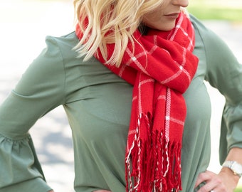 Personalized Scarf, Monogrammed Plaid Scarf,  Personalized Scarves for Gifts Personalized Girl Scarves , Christmas Gifts,