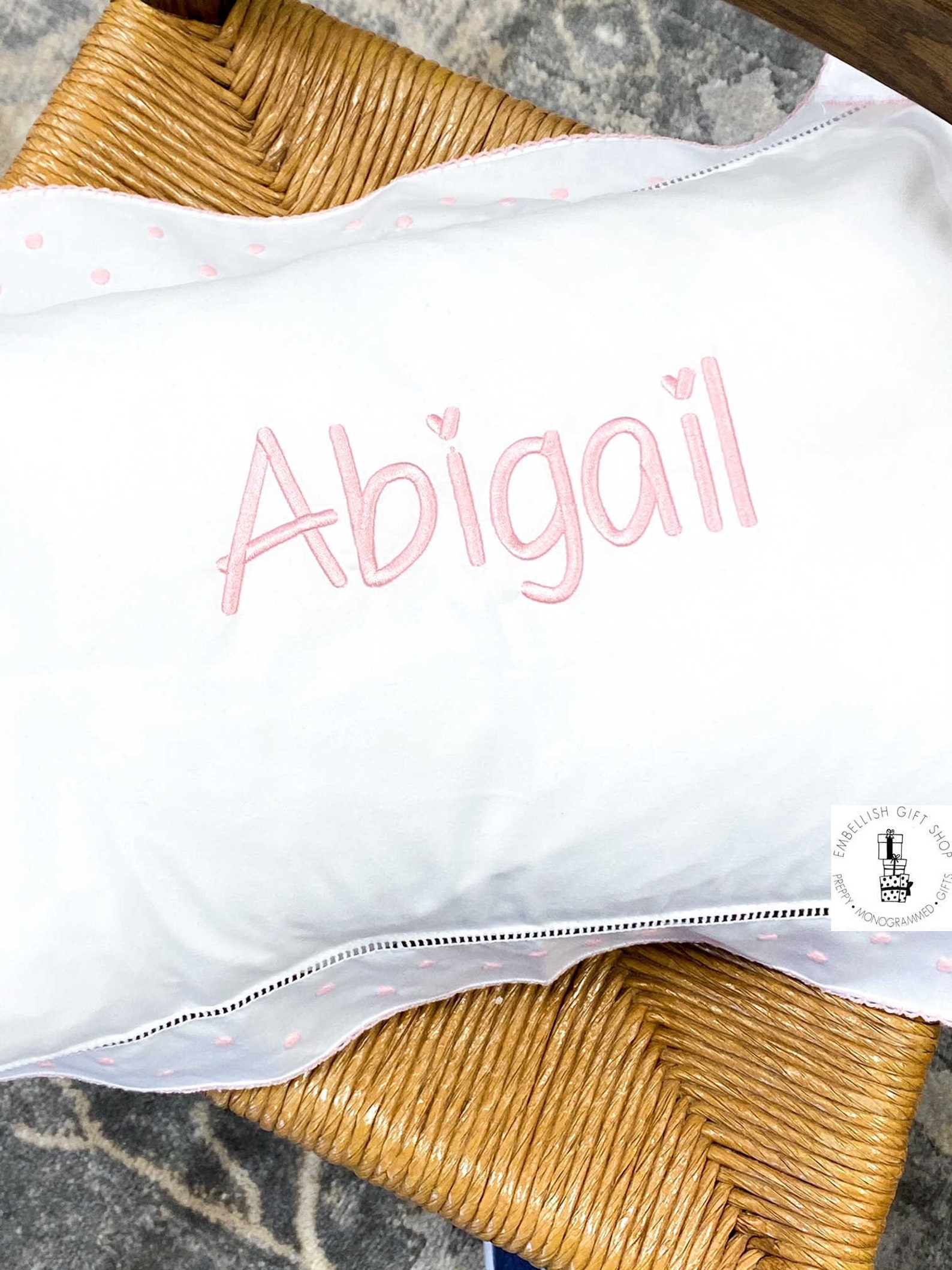 Monogrammed Childrens Boudoir Pillow personalized Baby Gift Etsy
