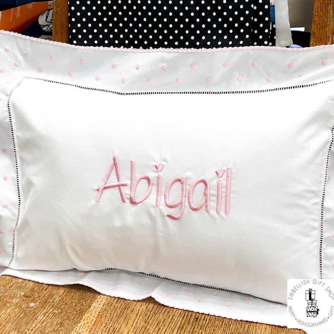 Monogrammed Childrens Boudoir Pillow personalized Baby Gift Etsy