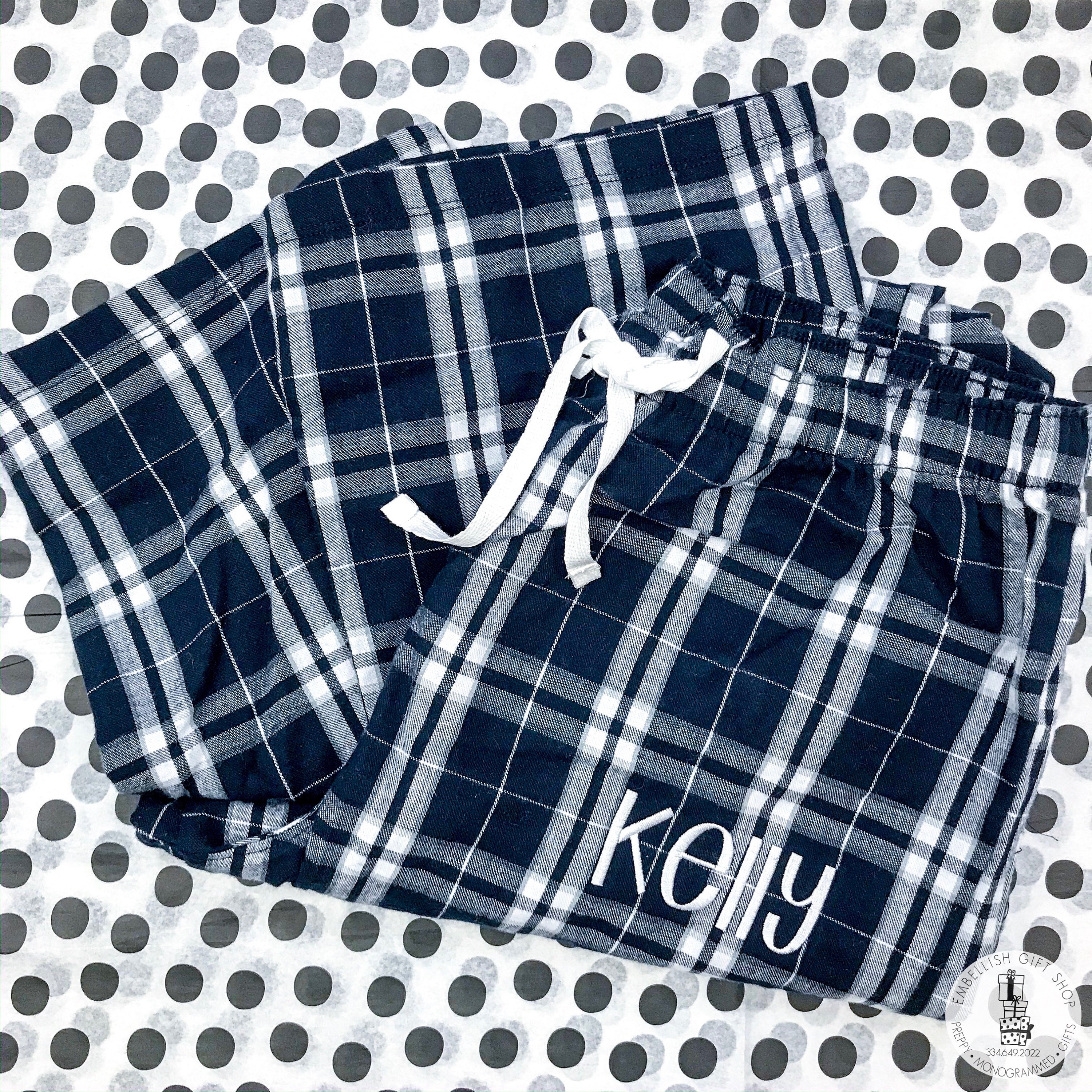 Men's Personalized Embroidered Monogram Flannel Pajama Pants