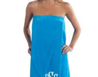 Set of 10 Bridesmaids Monogrammed GIft -Terry Shower Wrap - Monogrammed Spa Towel Wraps for Shower from Embellish Gifts