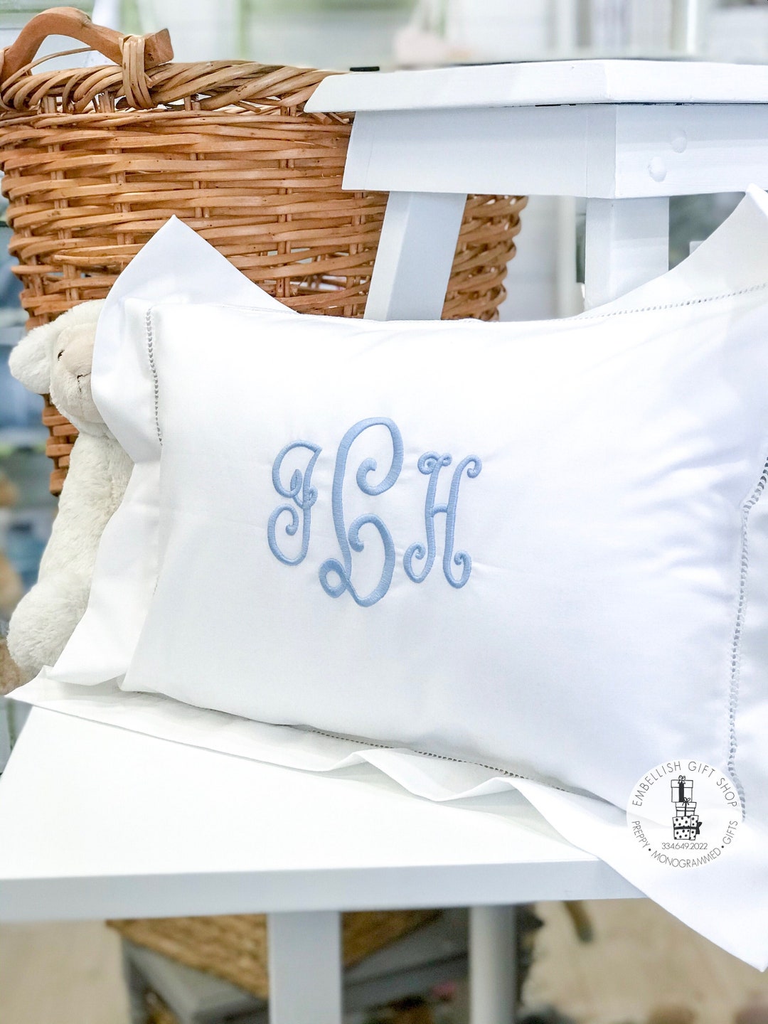 Monogrammed Pillow Sham personalized Baby Gift Boudoir Pillow Monogram