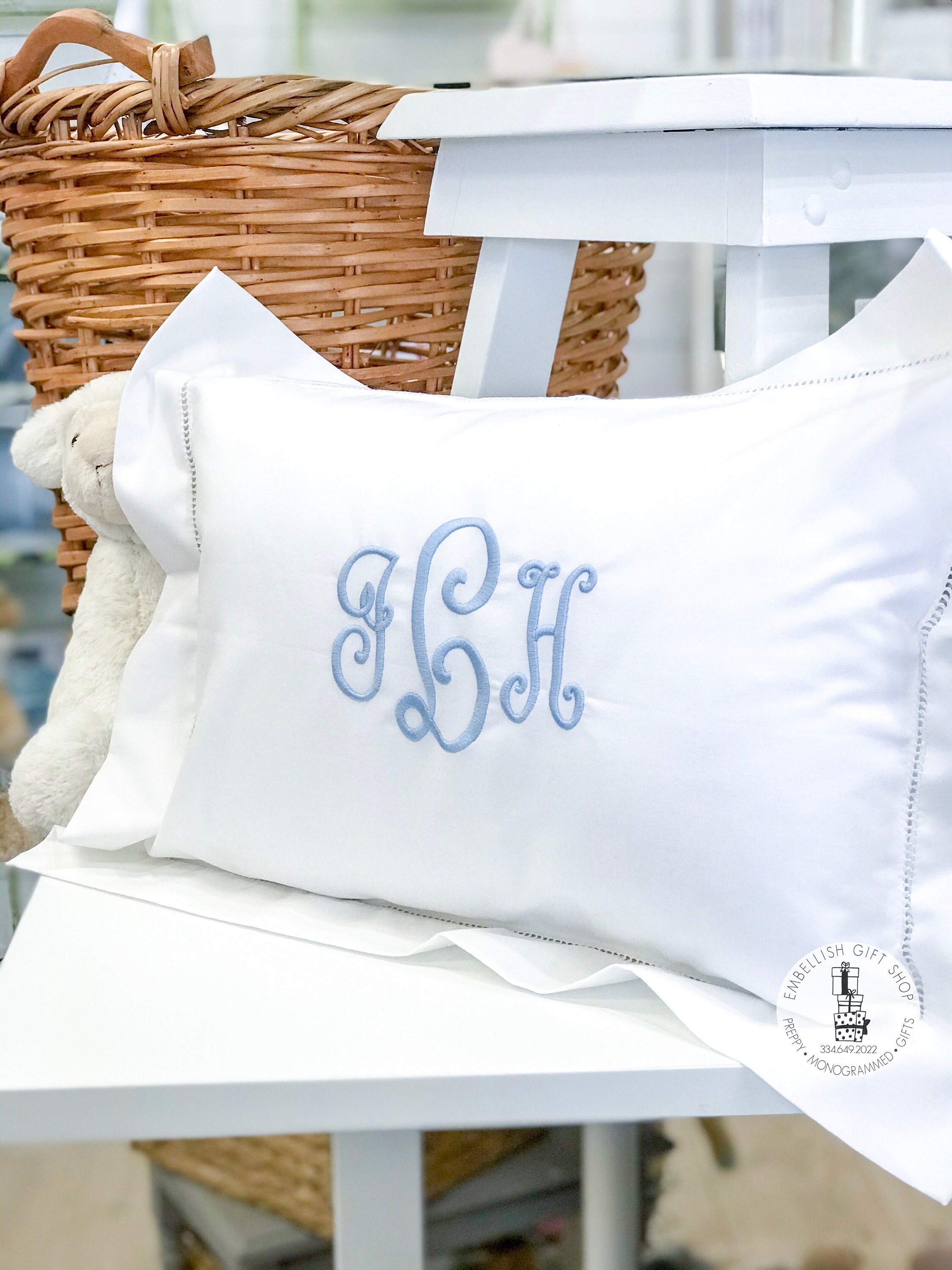 Monogrammed Pillow Sham |Personalized Baby Gift Boudoir Pillow| Monogram Baby Pillow  Hemstitched Pillow best personalized Baby Keepsake