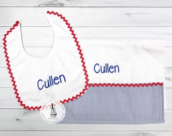 Monogrammed Baby Bib and Burp Cloth Set | Personalized Baby Bib & Burp Cloth Gift Set Personalized Baby Gift | Personalized Gifts For Baby