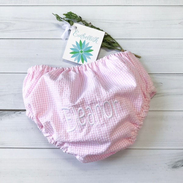 Monogram Initials Seersucker Personalized Bloomers  Monogrammed Diaper Cover  Perfect for Boys and Girls,  monogrammed, baby gift