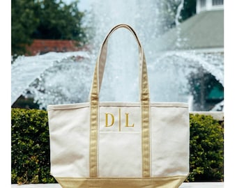 Personalized Canvas Tote Bag, Everyday Zippered Tote, Monogrammed Gifts