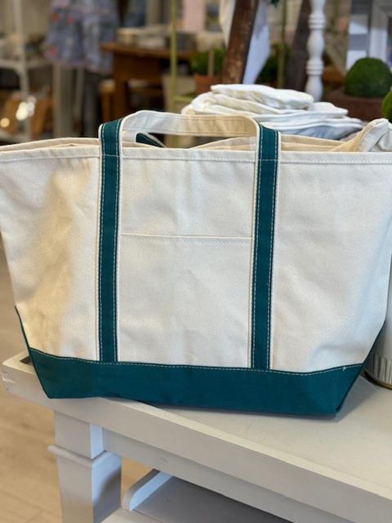 Personalized Canvas Tote Bag: Monogrammed Zipper Boat Bag image 11