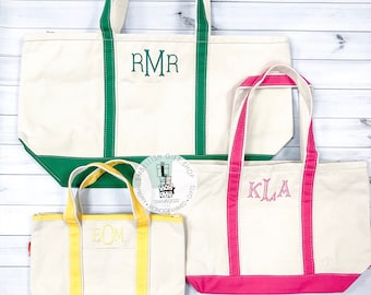 3 Sizes to choose Canvas Personalized Tote Monogrammed Tote Bags Teacher Gifts Bridal Party Gifts Bridesmaid Gifts Zipper Boat Bag all year!