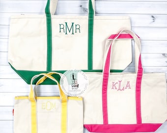 3 Sizes to choose Canvas Personalized Boat Tote Monogrammed Tote Bags Teacher Gifts, Bridal Party Gifts, Bridesmaid Gifts Boat Tote Zipper