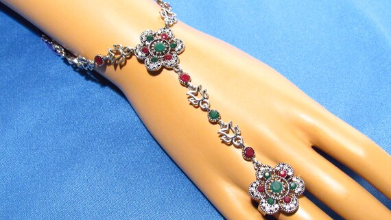 Rhinestone & Multi Colored Crystal Silver Tone Bra