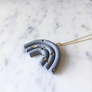 Toned Concrete Rainbow Arch Necklace, Concrete Jewelry