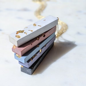 Toned Concrete Rectangle Pendant Necklace