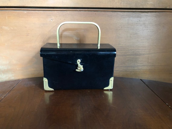 50's Lucite Purse Handbag Black Box Mid-Century P