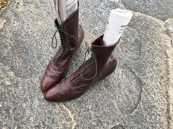 Edwardian Boots Leather Lace -Up Victorian Women's