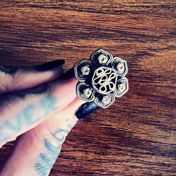 Indian, silver forehead ornament. - image 1