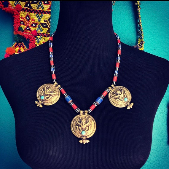 Vintage necklace Garuda pendants. - image 1