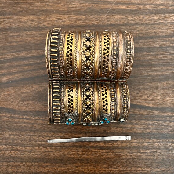 DAMAGED Kuchi hinged cuff with turquoise. - image 7