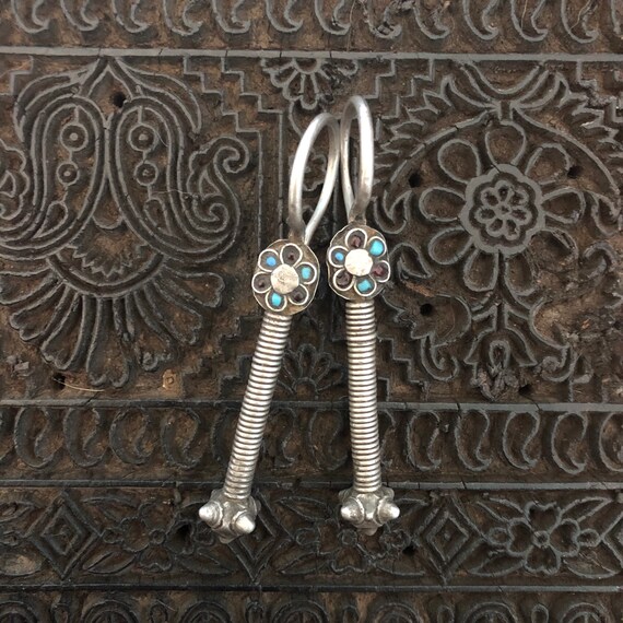 Antique silver earrings from Pakistan. #20. View 2