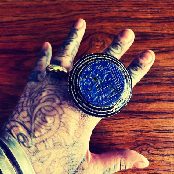 Multan enamel ring with lapis. - image 1