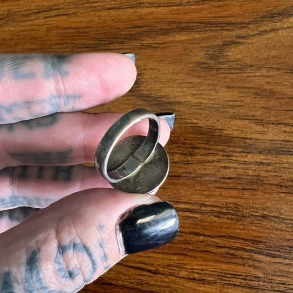 Antique silver coin ring from India. Gem