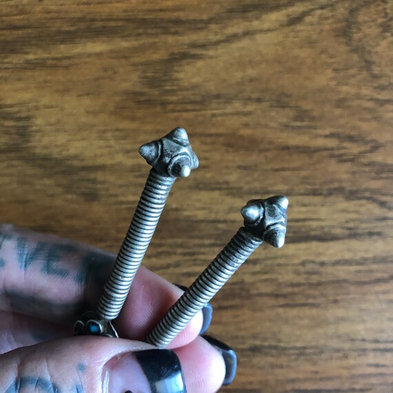 Antique silver earrings from Pakistan. #20. View 5