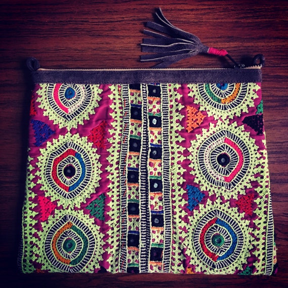 Indian embroidery clutch bag. Gem