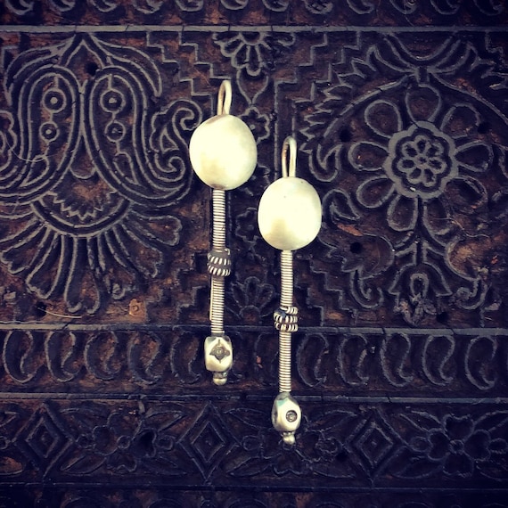 Antique silver earrings from India.