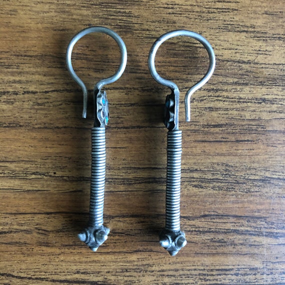 Antique silver earrings from Pakistan. #20. View 6