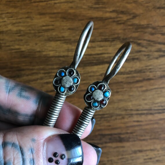 Antique silver earrings from Pakistan. #20. View 4