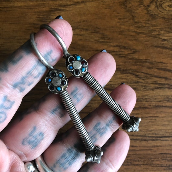 Antique silver earrings from Pakistan. #20. View 3