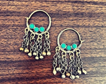 Kashmiri earrings with turquoise.