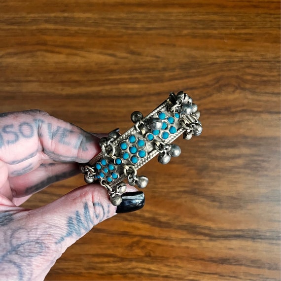 Kuchi hinged cuff with turquoise. - image 2