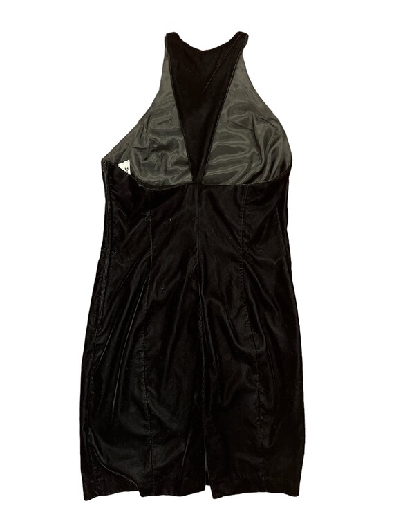 90s/Y2K black velvet halter dress mini - image 4