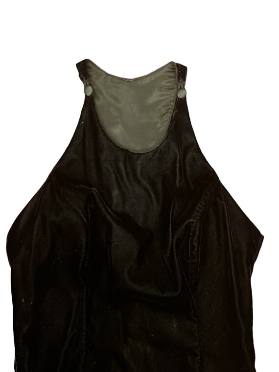 90s/Y2K black velvet halter dress mini - image 3